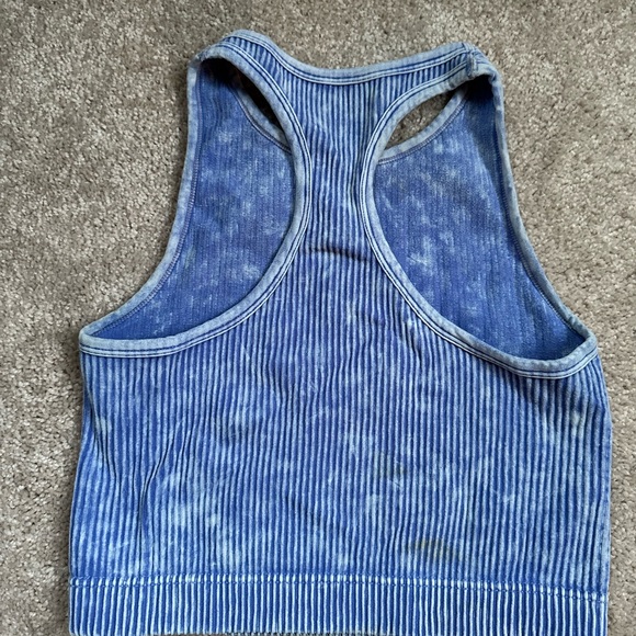 Blue Ribbed Women's Active Top - Picture 2 of 6